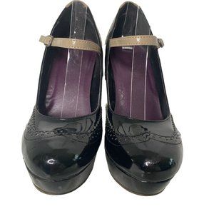 MADDEN GIRL CHAPELLE OXFORD PLATFORM HEELS TWO TONED BLACK/TAN SIZE 7 USED WITH